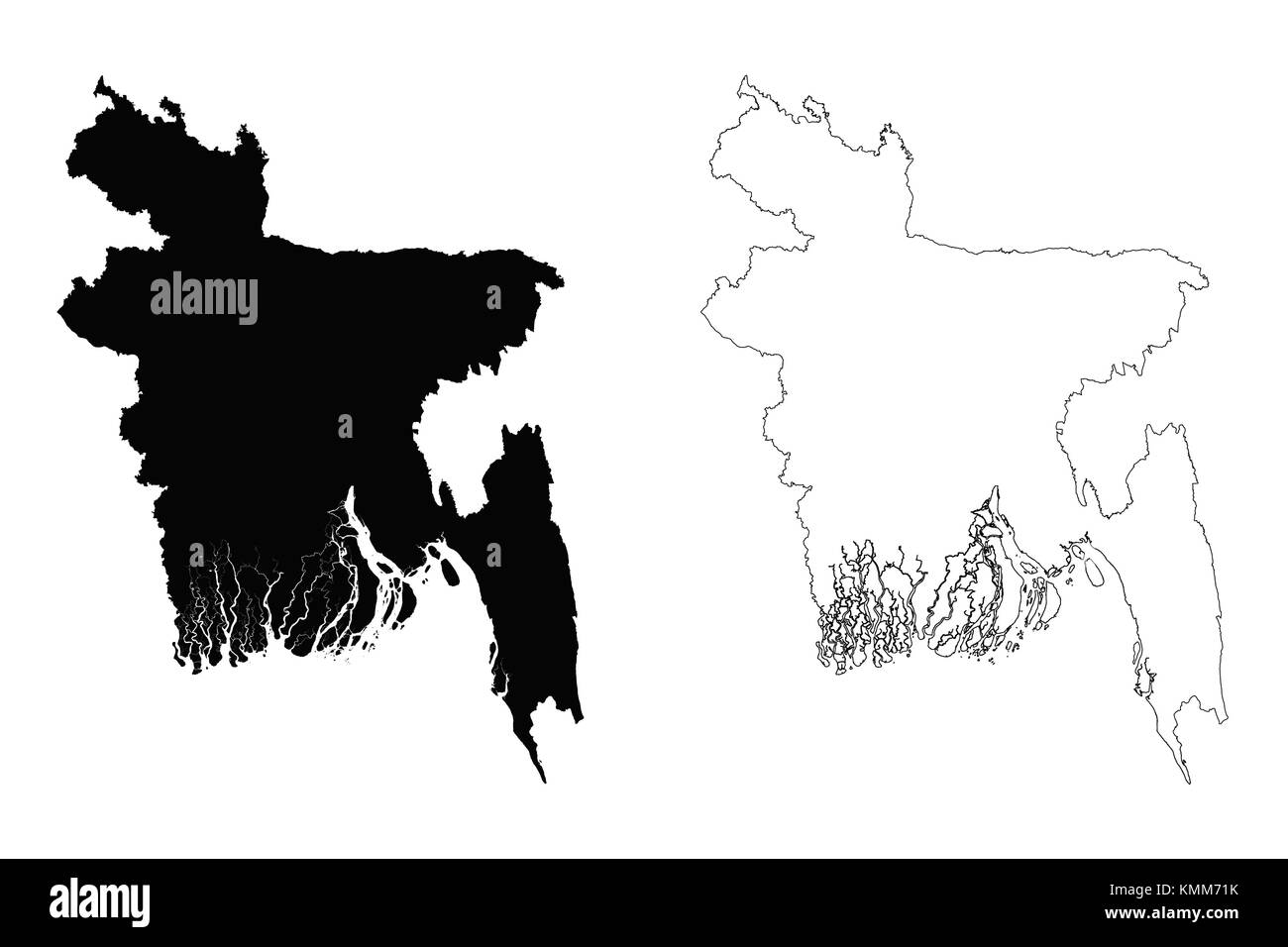 Bangladesh mappa di contorno Illustrazione Vettoriale