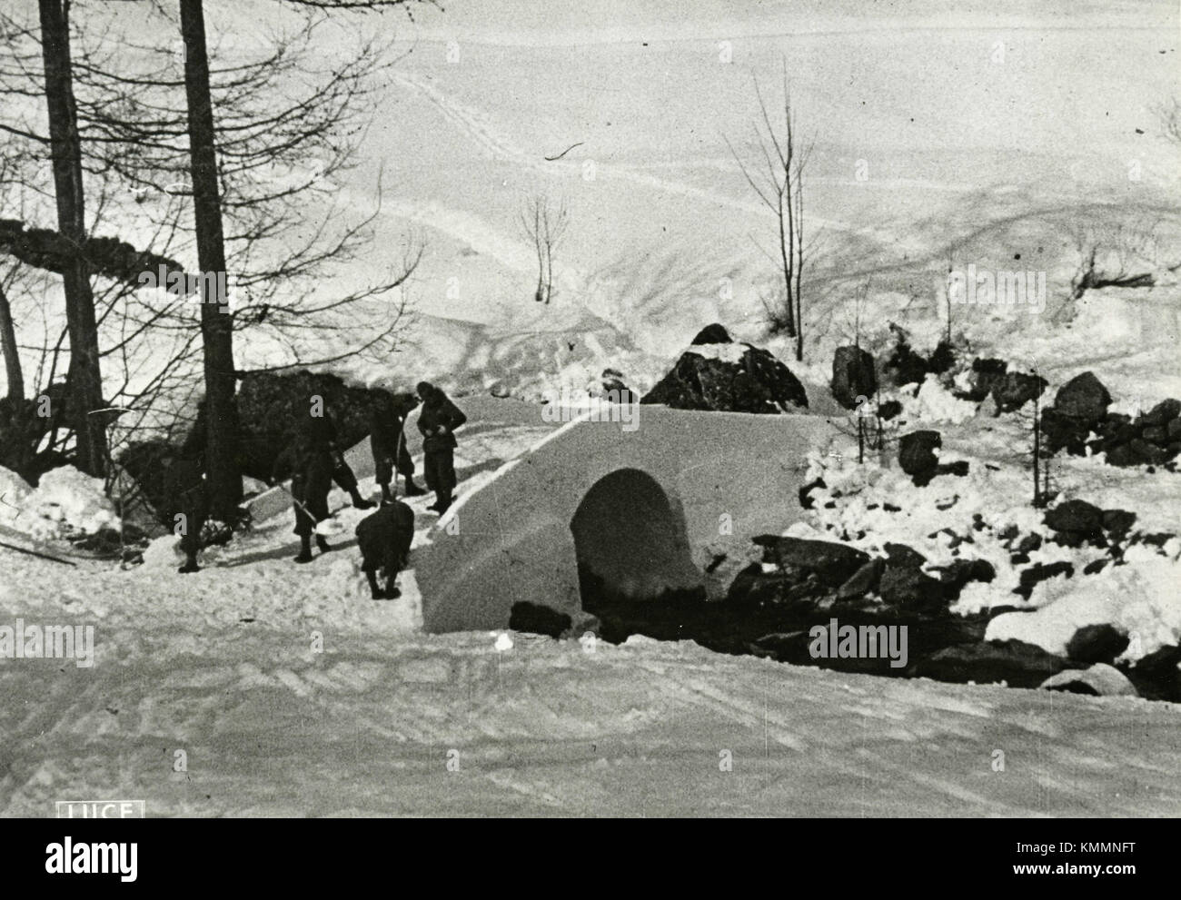 Italiano costruzione militare sul fronte russo, 1940s Foto Stock