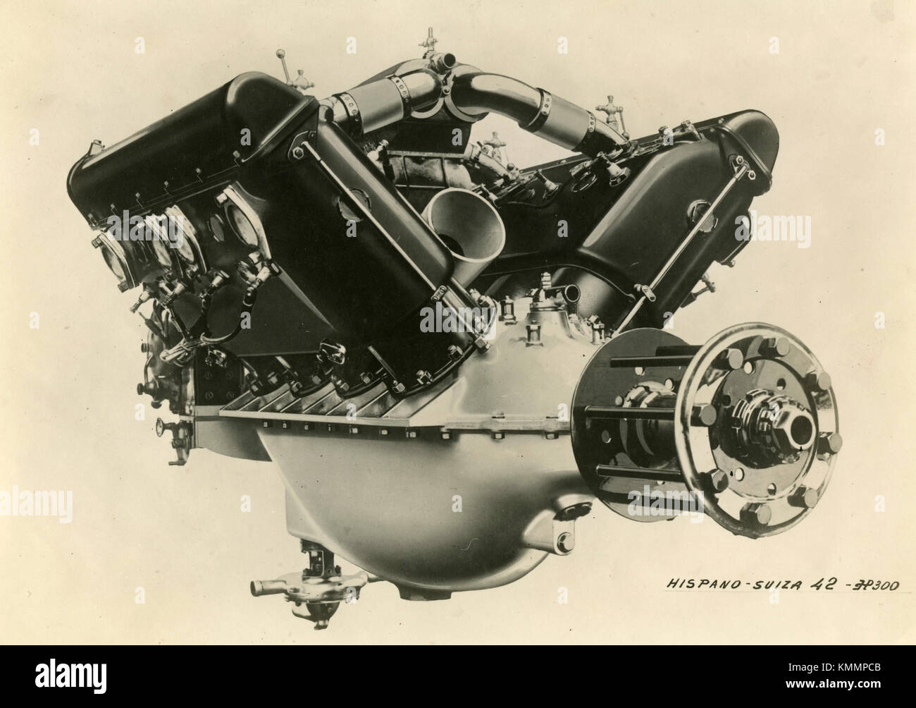 Hispano Suiza motore del velivolo 42 HP 300, vista posteriore, Francia 1920s Foto Stock