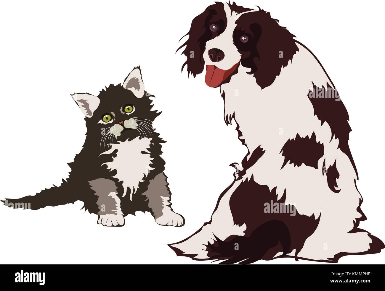 Cane e gatto, illustrazione vettoriale Illustrazione Vettoriale