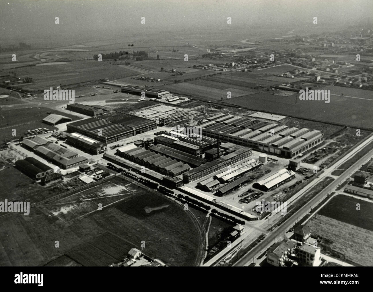 Vista aerea di Aeritalia FIAT, Torino, Italia degli anni settanta Foto Stock