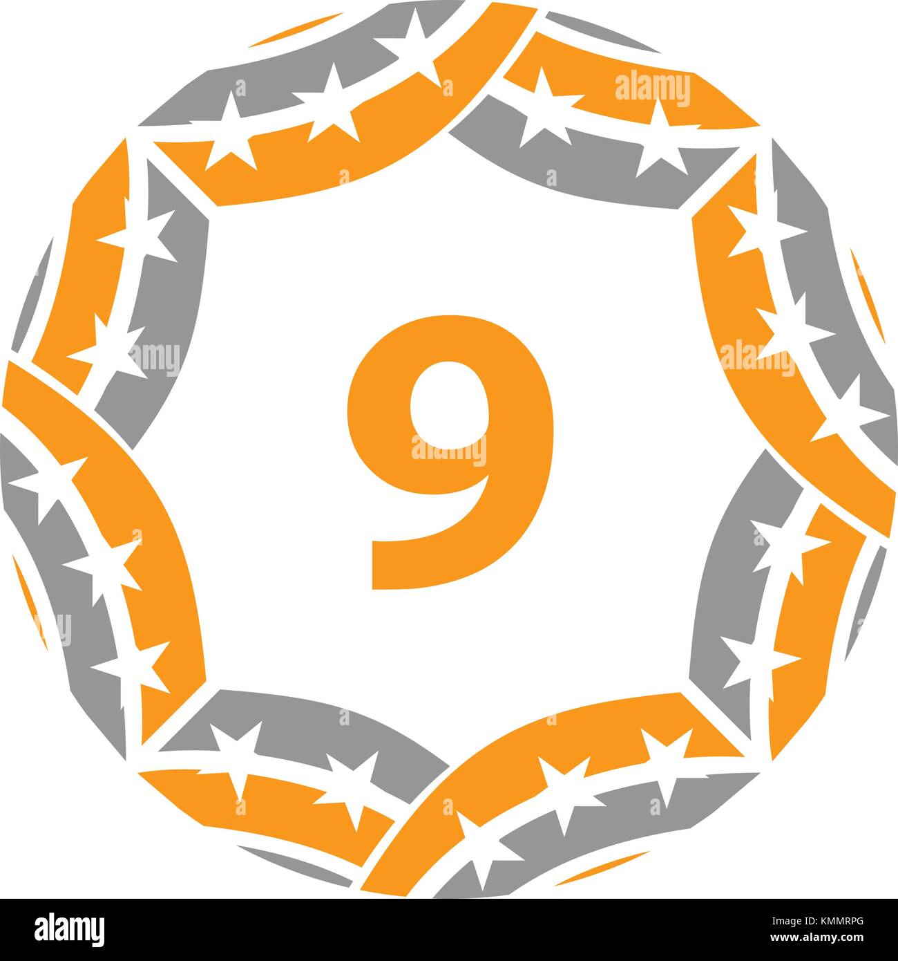 Cerchio a nastro star numero 9 Illustrazione Vettoriale