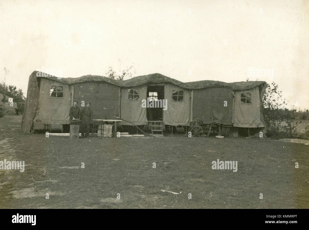 Militari Italiani caserma mobile, 1930s Foto Stock