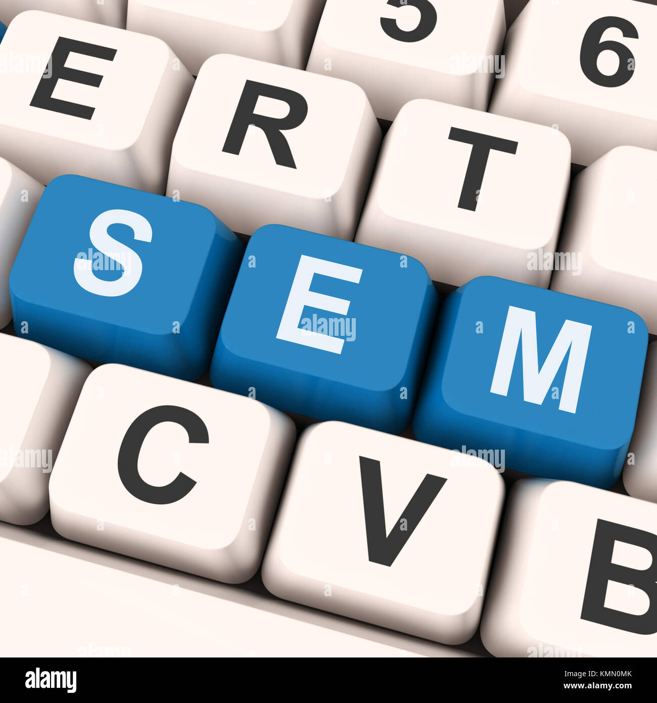 Tasti di sem che mostrano il search engine marketing o ottimizzazione Foto Stock