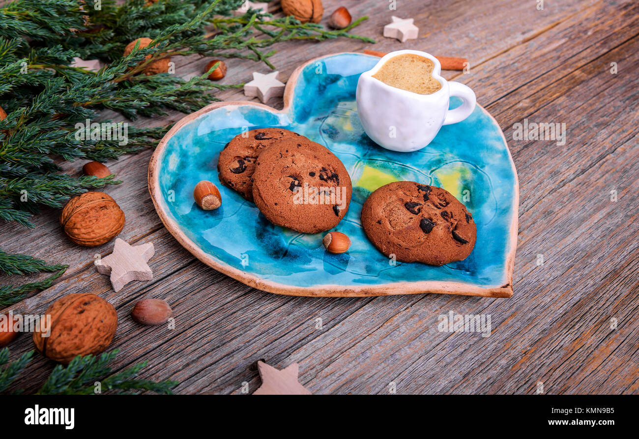 Festive dessert caffè e biscotti albero. Foto Stock