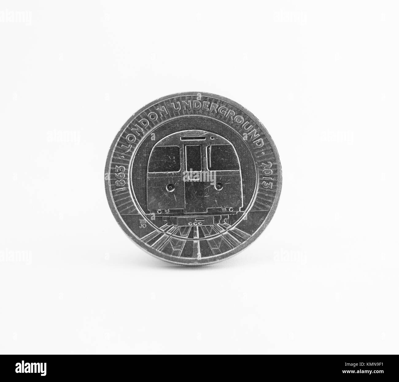 La metropolitana di Londra treno commemoratve due pound coin 2013 Foto Stock
