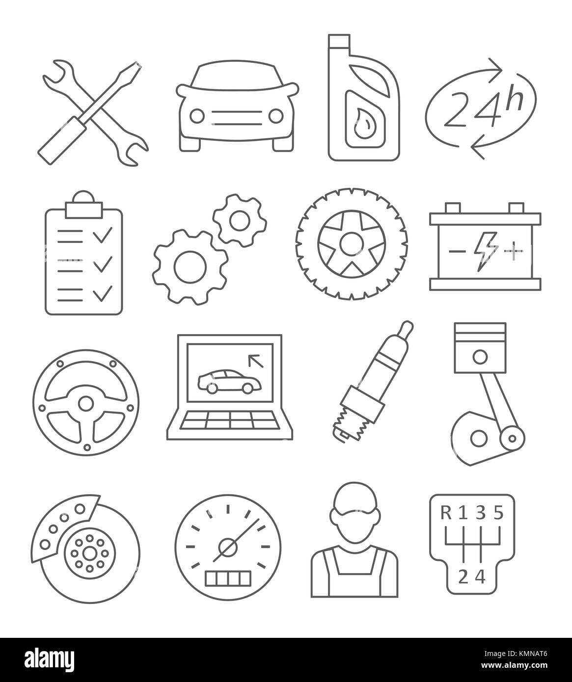 Auto Service le icone della linea Illustrazione Vettoriale