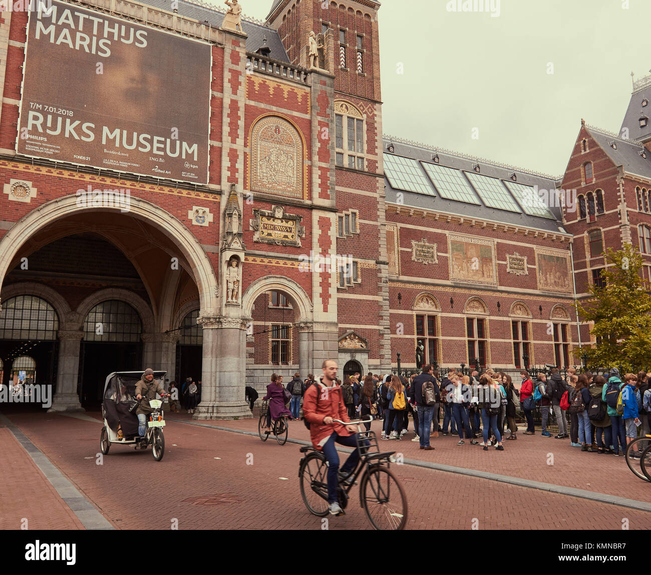 Rijksmuseum di Pierre Cuypers (1885), Museumplein (Museum Square), Amsterdam, Olanda Foto Stock