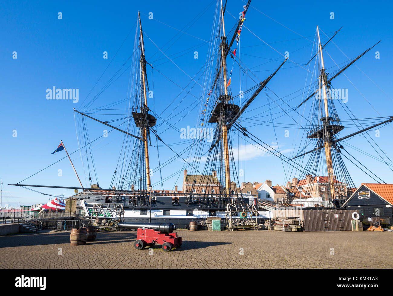 Inghilterra Inghilterra hartlepool hartlepool marina H M S Trincomalee una guerra napoleonica navy frigate restaurata come un museo vivente nave Hartlepool Contea di Durham Foto Stock