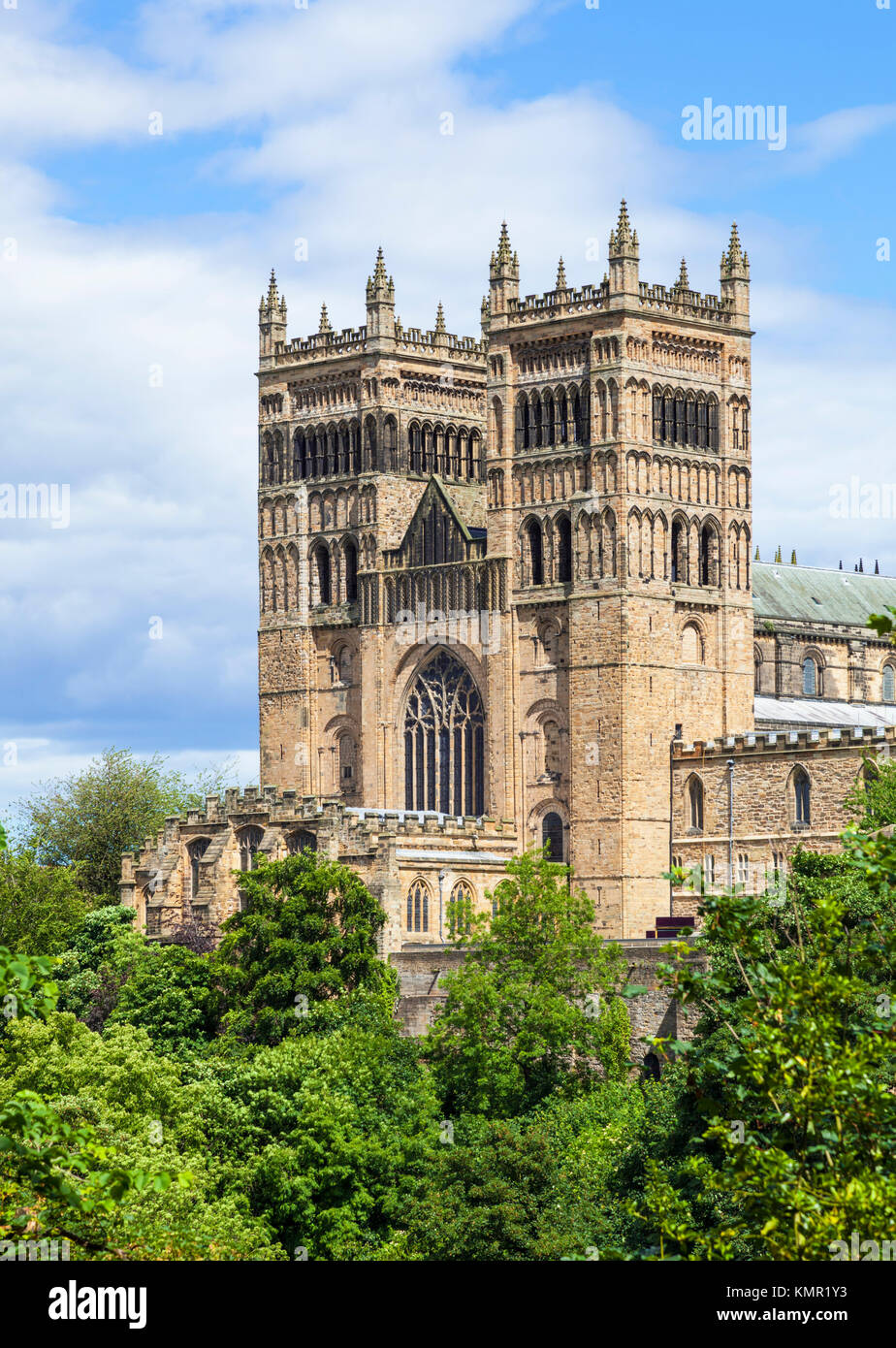 Facciata esterna della cattedrale di Durham Durham Regno Unito Durham County Durham Inghilterra Regno Unito europa Foto Stock