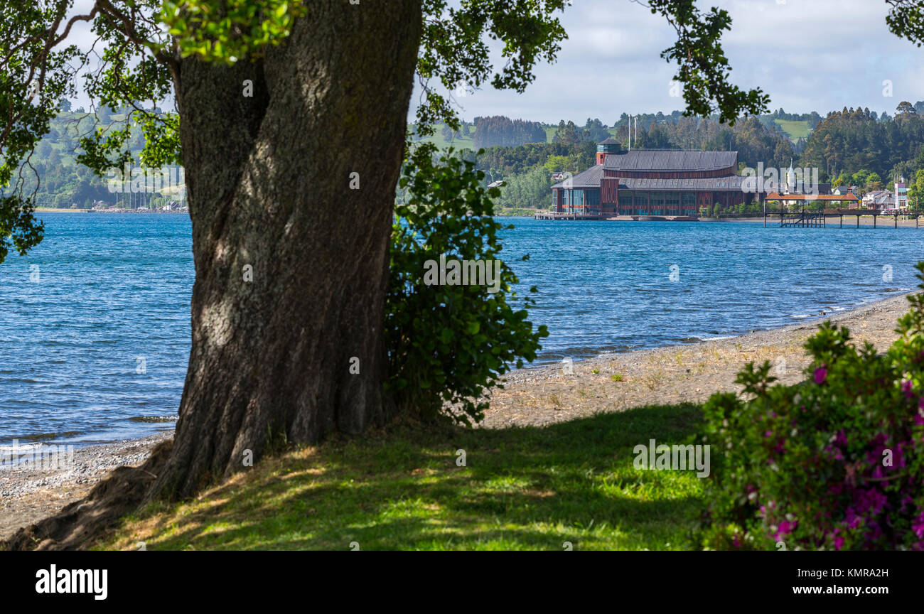 Ciudad de Frutillar, los Lagos, Cile. Foto Stock