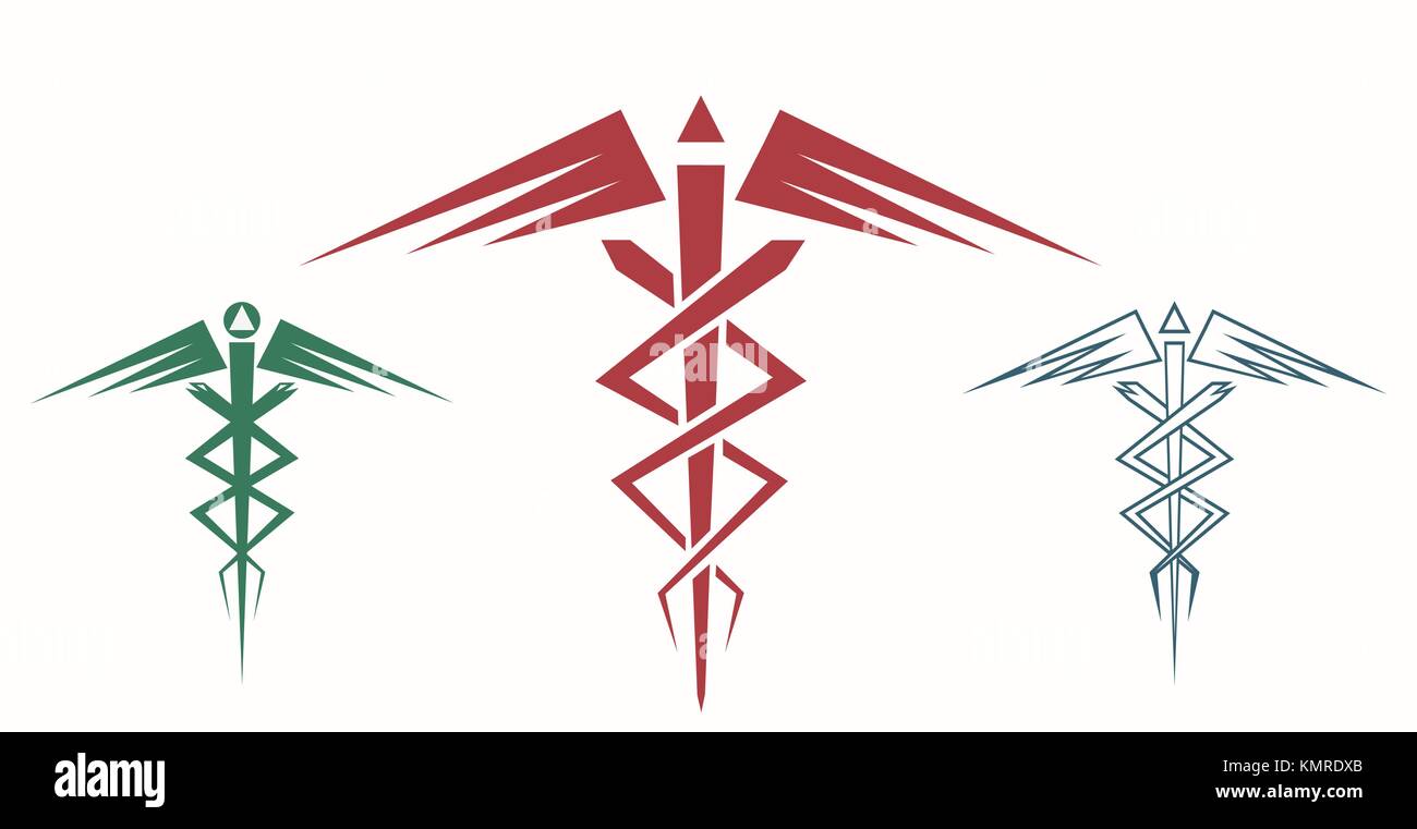 Impostare astratto del caduceo. Illustrazione Vettoriale