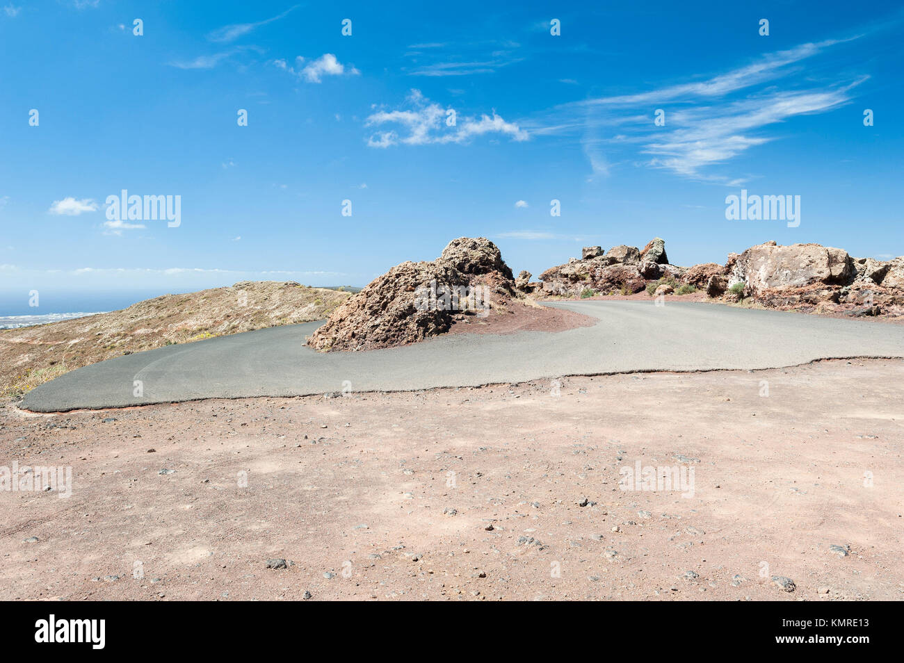 Strada per il castello di Santa Barbara, sede del Museo de la pirateria (pirata museo), Tequise, Lanzarote, Isole Canarie, Spagna Foto Stock