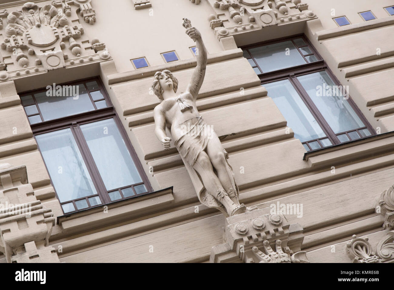 Art Nouveau (Jugendstil) architettura di Riga, Lettonia. La capitale lettone ha una alta concentrazione di edifici in stile Liberty degli inizi del XX centu Foto Stock