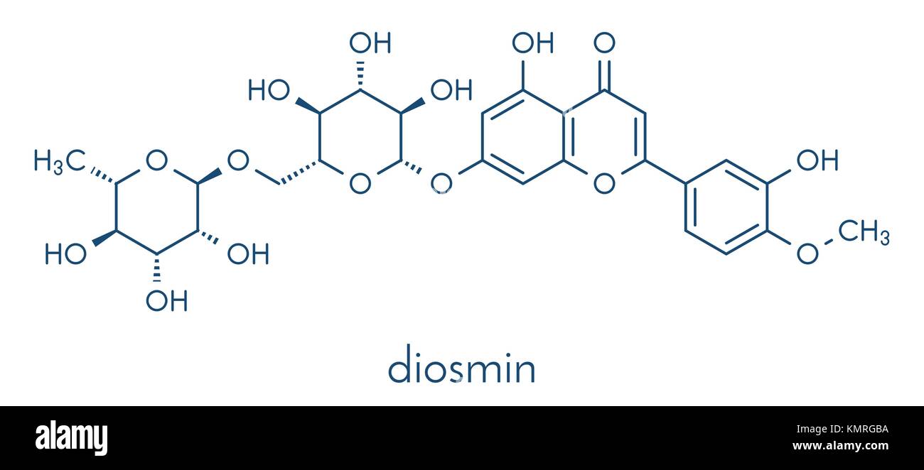 La diosmina malattia venosa emorroidi e la molecola di farmaco. formula scheletrico. Illustrazione Vettoriale
