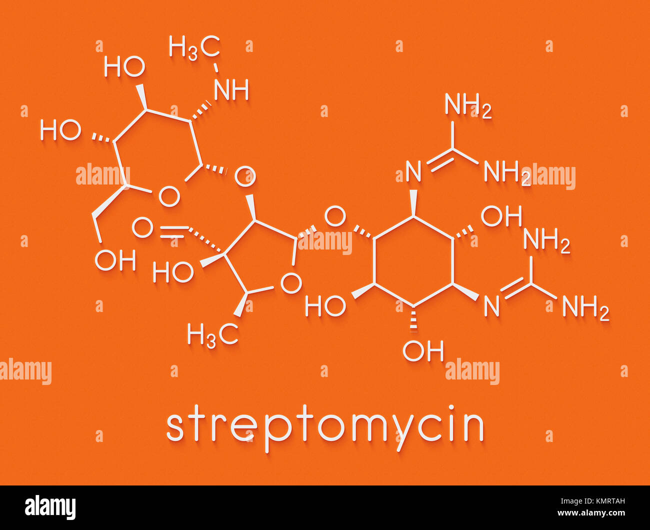 La streptomicina tubercolosi (antibiotico amminoglicoside classe molecola). Formula di scheletro. Foto Stock