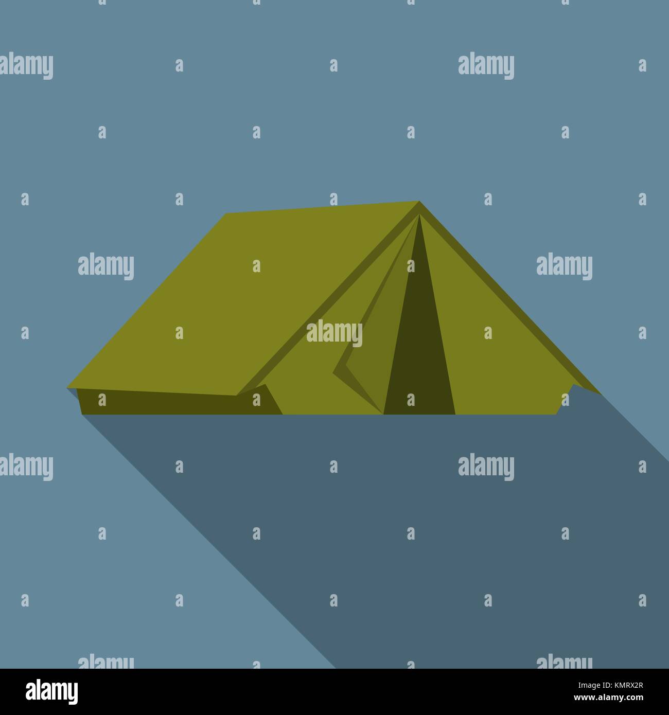 Design piatto moderno vettore illustrazione della tenda icona, camping e attrezzatura per le escursioni con la lunga ombra. Illustrazione Vettoriale