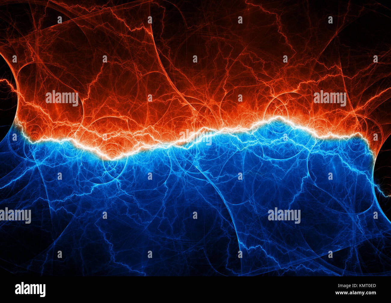 Il fuoco e il ghiaccio lightning design, elemento di plasma Foto Stock