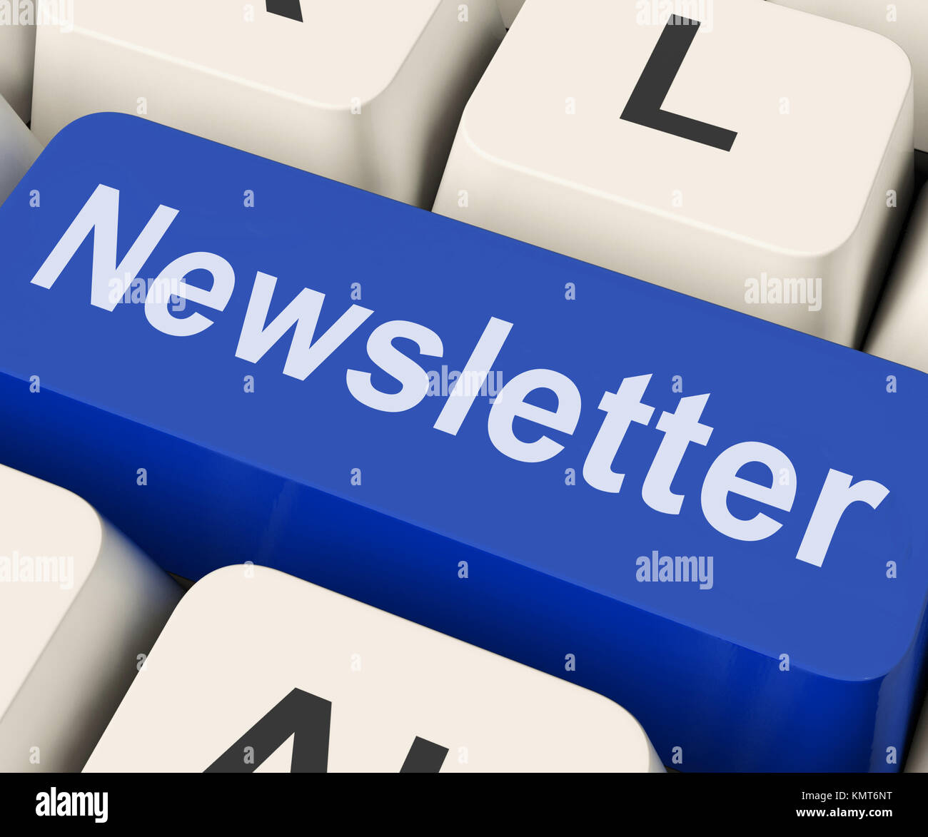 Newsletter chiave illustrante la News Letter o corrispondenza Online Foto Stock