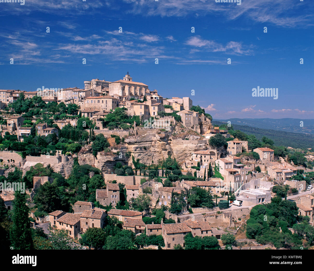 Colle medievale Borgo di Gordes, Vaucluse, Luberon, Francia Foto Stock