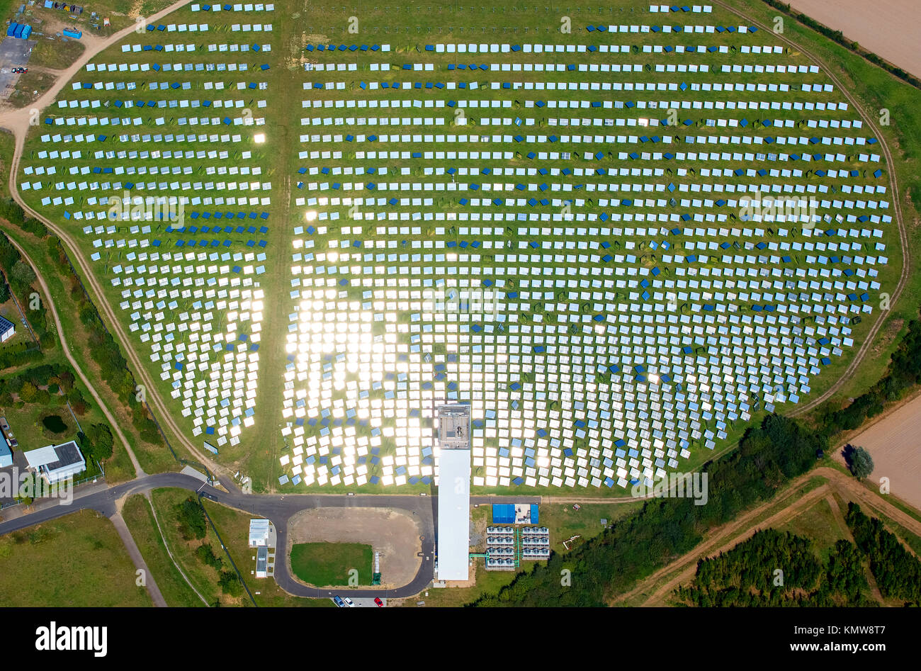 Termica solare sperimentale power plant Jülich, forno solare, specchi SPECCHI SOLARI, Jülich, Jülich-Zülpicher Börde, Renania, Renania settentrionale-Vestfalia, Foto Stock