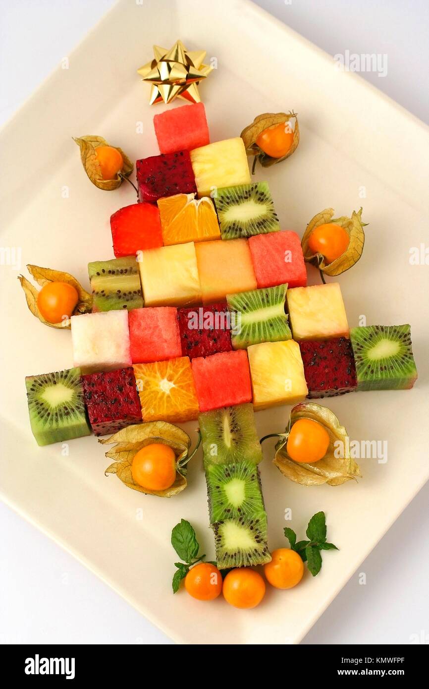 Albero di natale pezzi di frutta Foto stock - Alamy