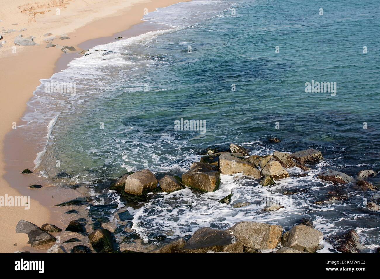 Spiaggia, Badalona, provincia di Barcellona, in Catalogna, Spagna Foto Stock