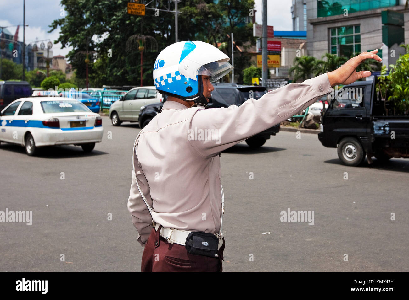 Controllo di polizia, Jakarta, Indonesia Foto Stock