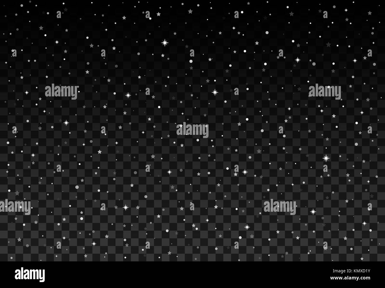 Vector cielo stellato, le particelle di neve su sfondo trasparente. Illustrazione Vettoriale