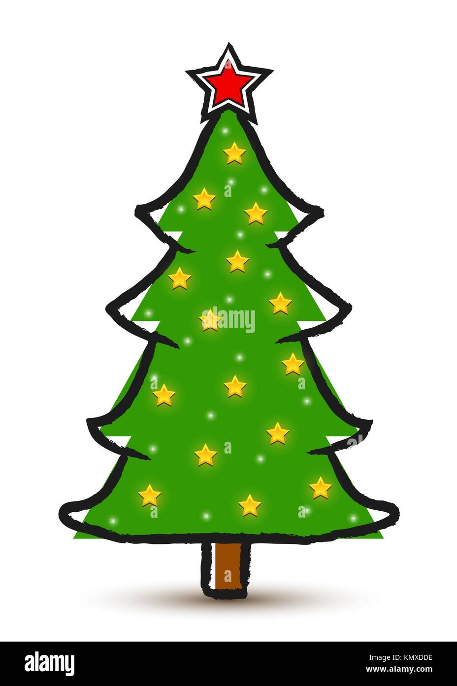 Vettore di disegno astratto albero di Natale decorato isolati su sfondo bianco. Illustrazione Vettoriale