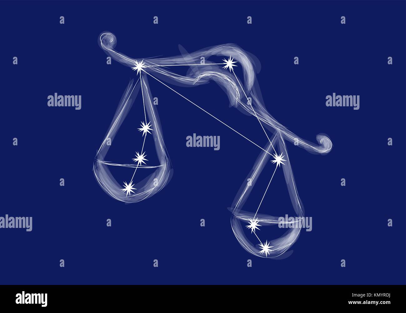 Bilancia segno abstract segno zodiacale su sfondo blu Immagine e Vettoriale  - Alamy