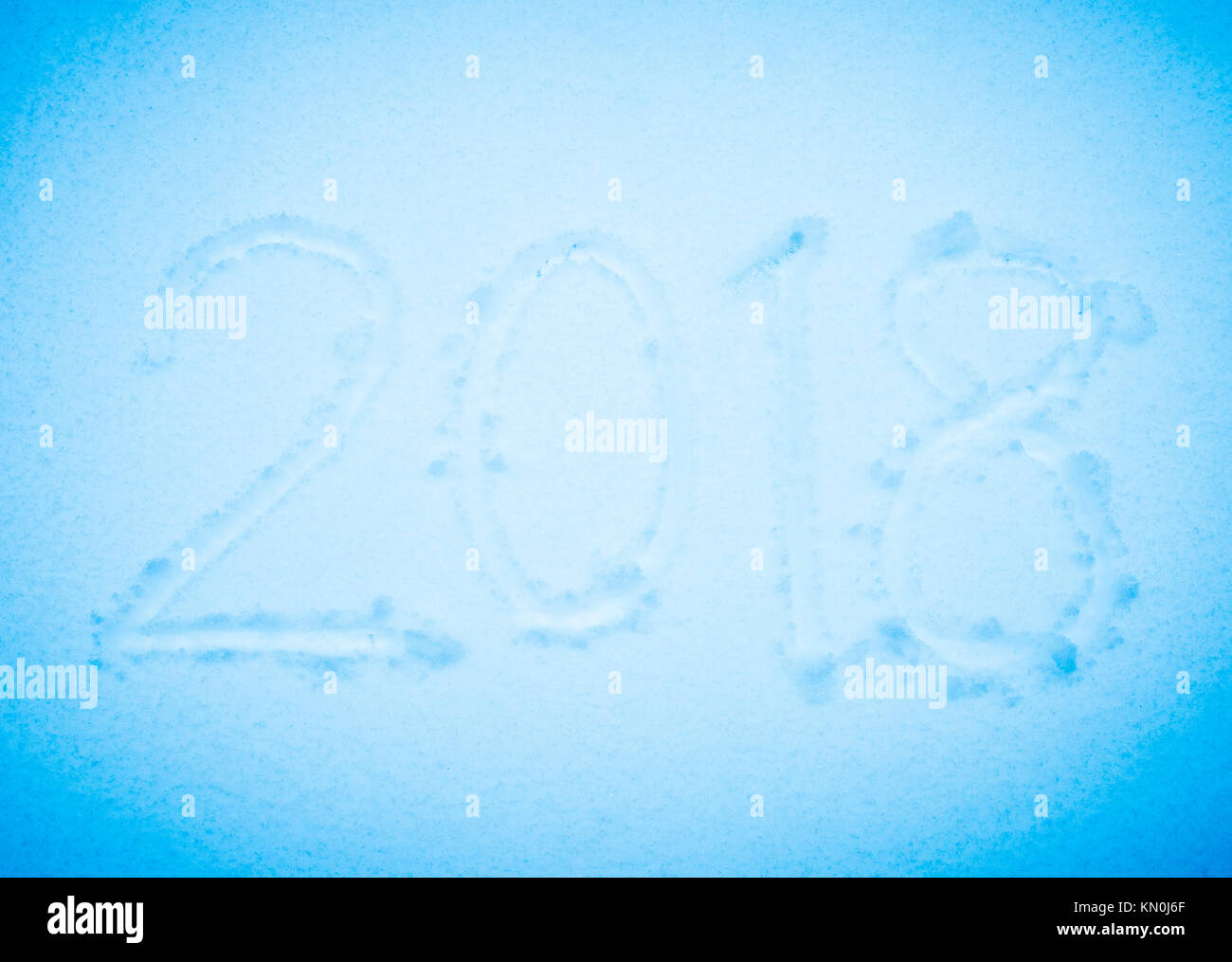 Manoscritti '2018' messaggio scritto in liscio sfondo neve Foto Stock