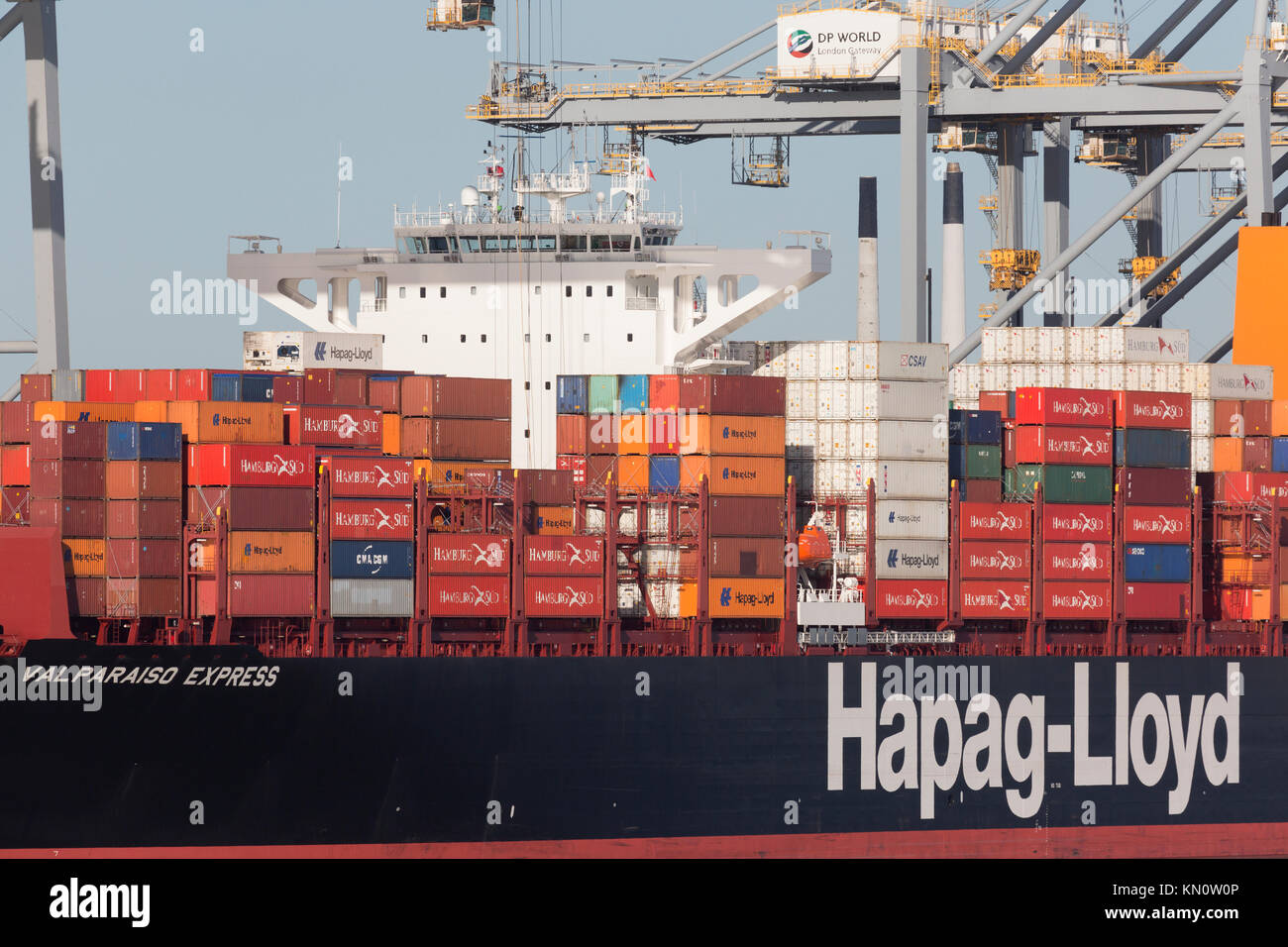 Hapag-Lloyd nave al London Gateway terminale. Foto Stock