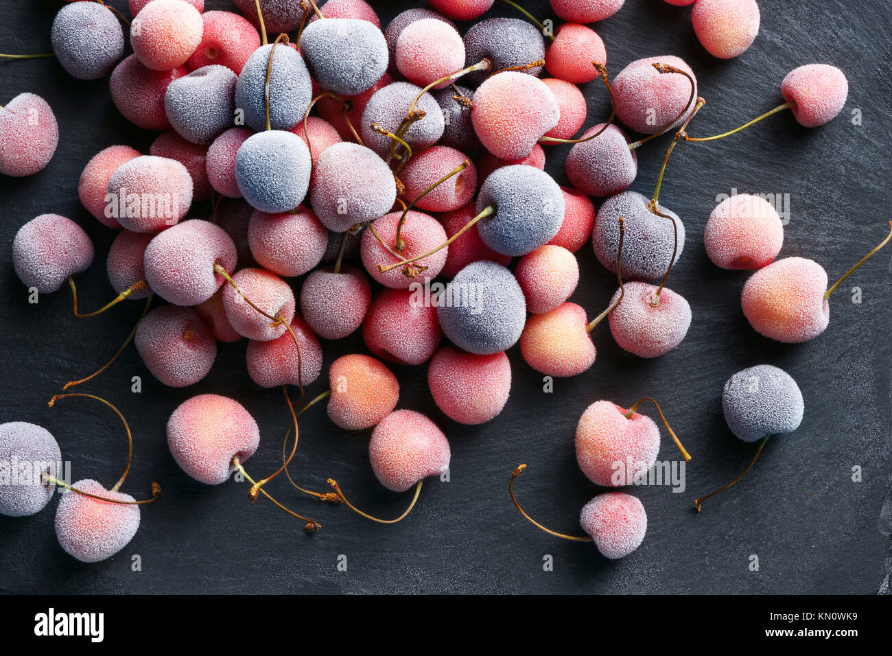 Congelati ciliegia. Close up. Vista dall'alto. Alta risoluzione prodotto. Foto Stock