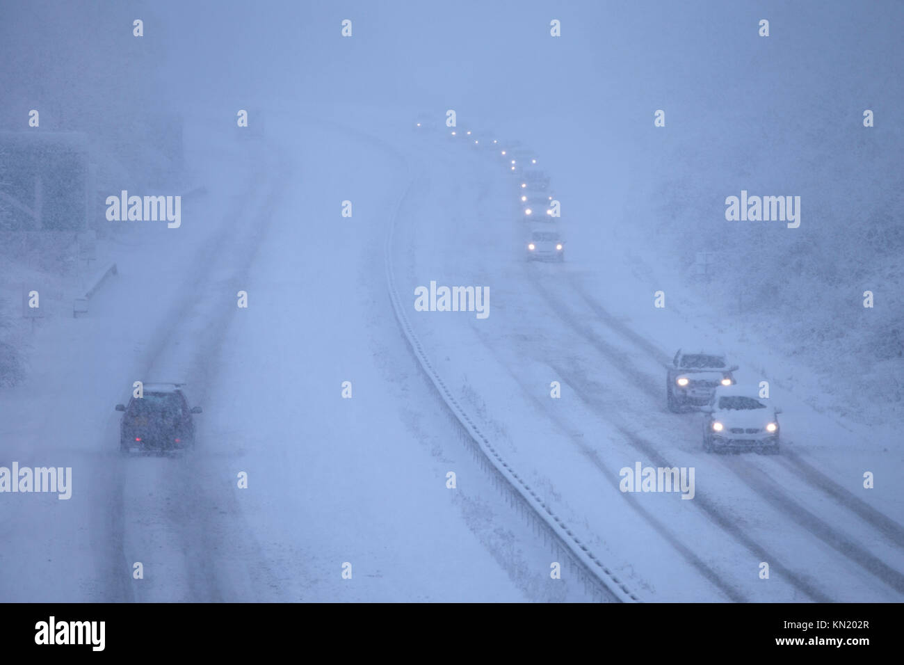 A34 Dual carrageway a Oxford nella neve Foto Stock