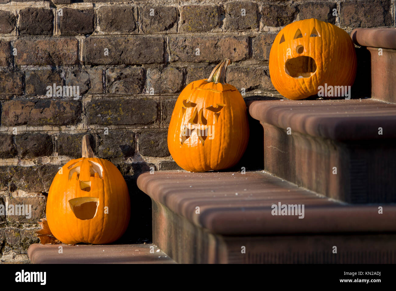 Stati Uniti Virginia Colonial Williamsburg Autumn Fall Halloween zucche intagliate jack-o-lanterne Foto Stock