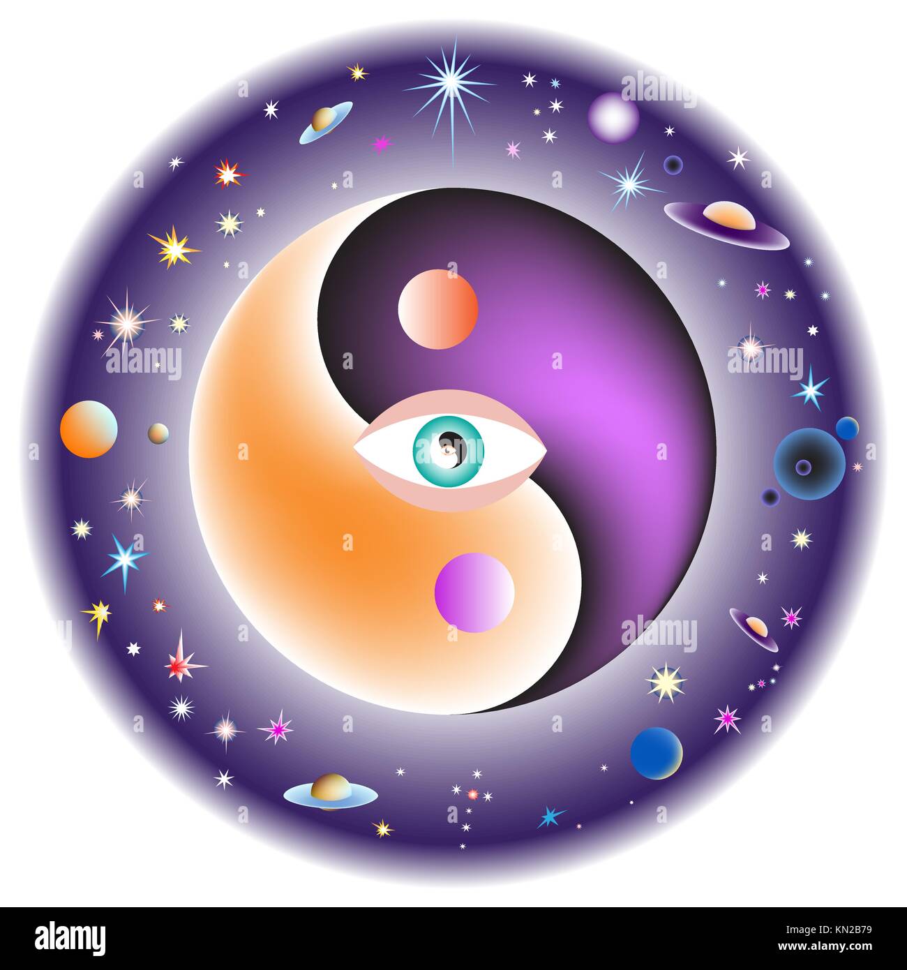 Occhio al centro dell'universo. Illustrazione Vettoriale