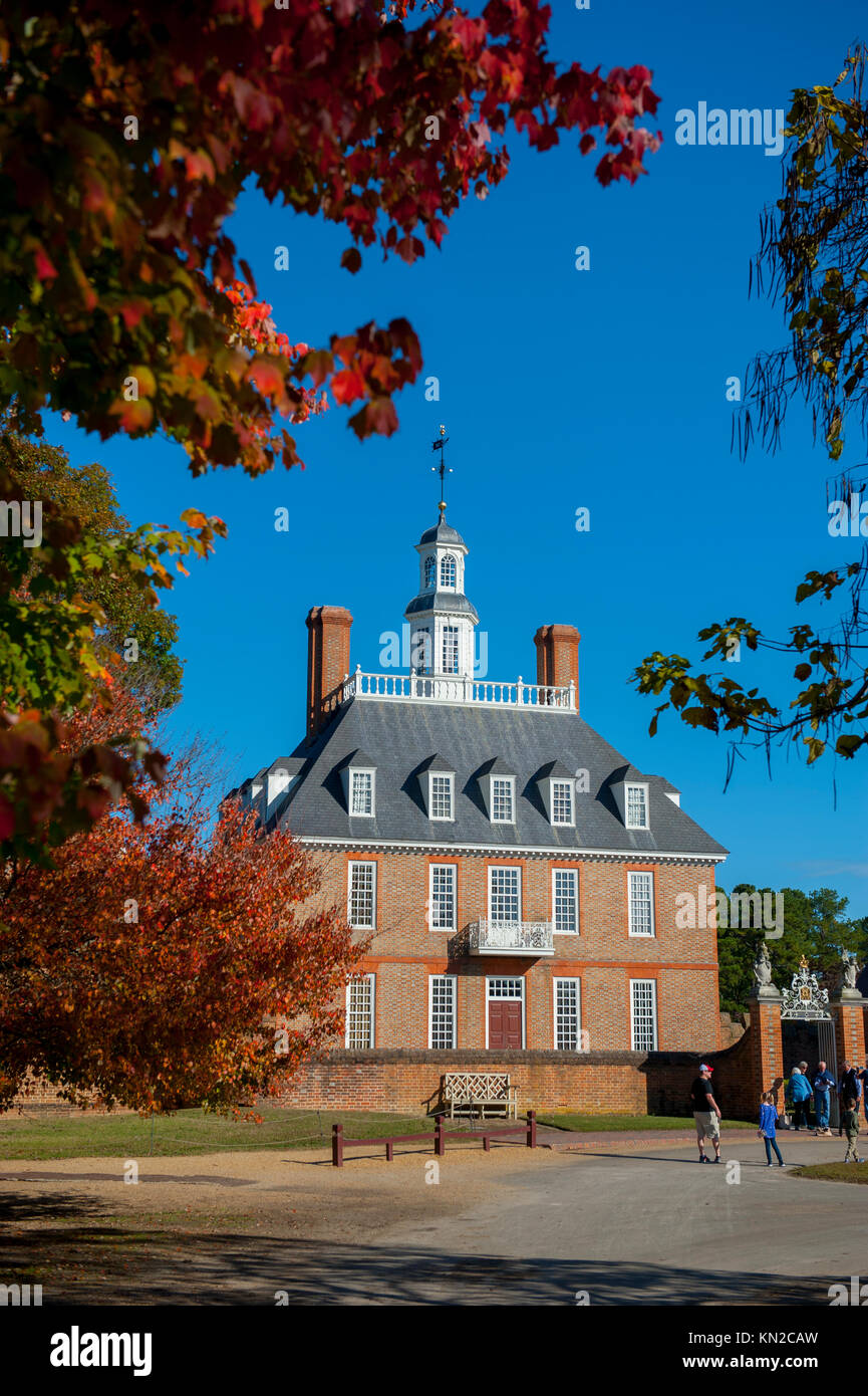 Stati Uniti Virginia VA Colonial Williamsburg Palazzo del Governatore palazzo storico Foto Stock