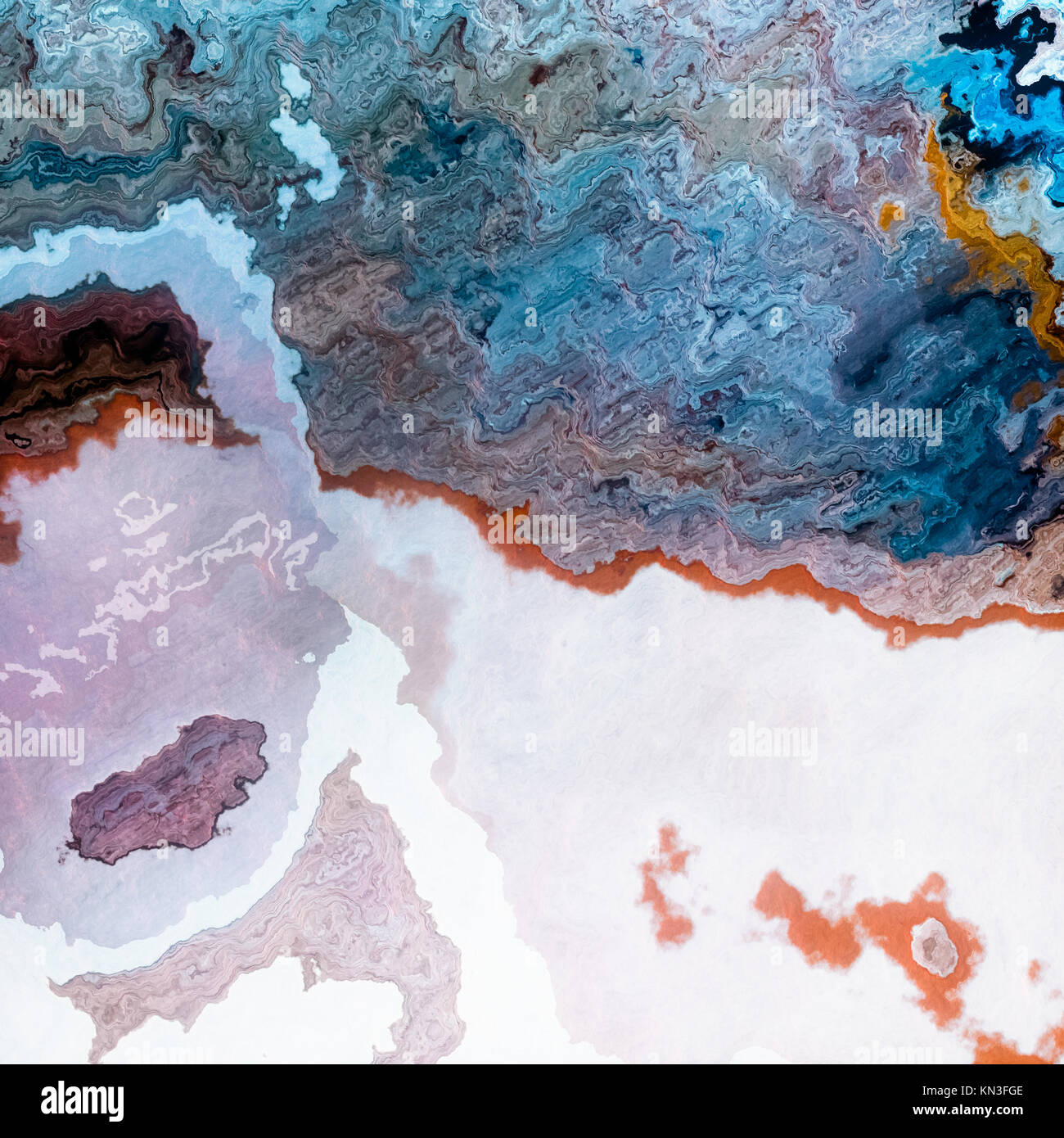 Artificiale strati minerali come il Blu caffè e la miscela a base di latte, abstract illustrazione dello sfondo Foto Stock
