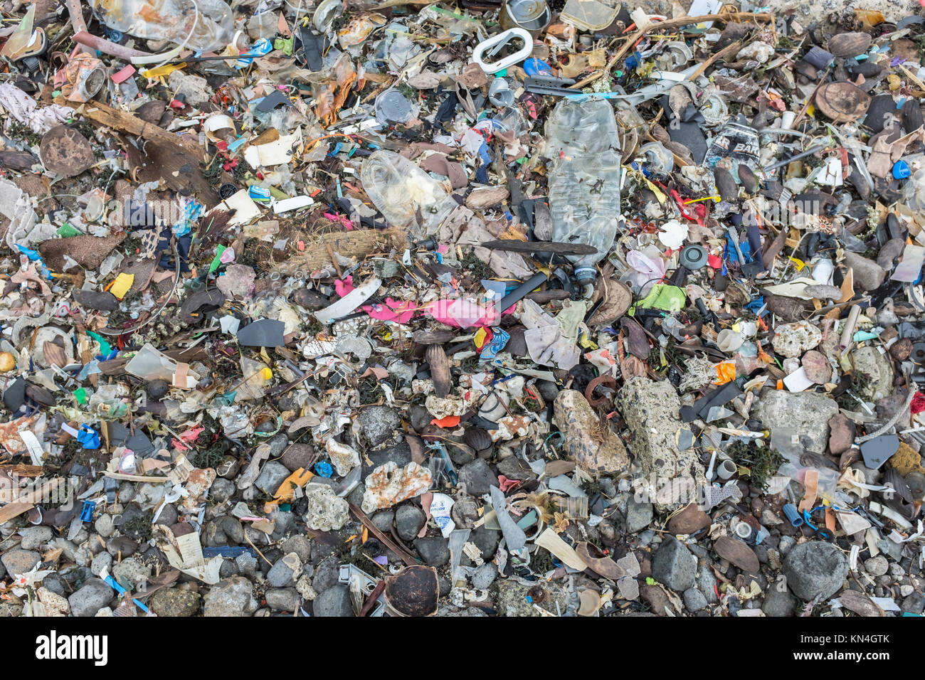 Spiaggia inquinamento in paradiso, Levuka, Ovalau, Isole Fiji, Pacifico occidentale e Sud Pacifico Foto Stock