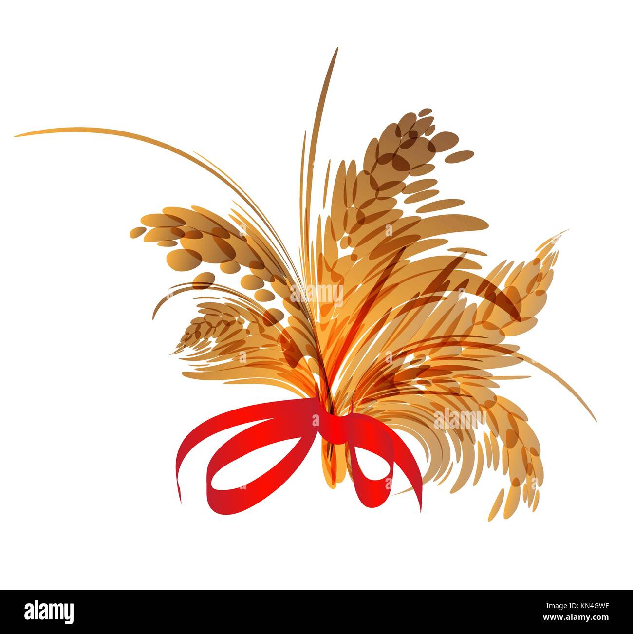 Mazzetto di spikelets isolati su sfondo bianco Illustrazione Vettoriale