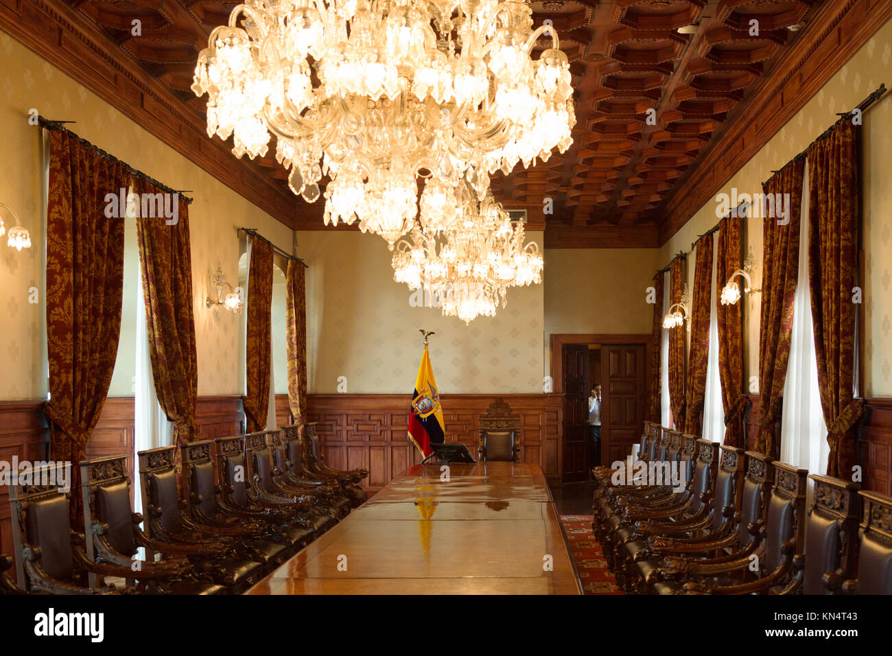 Il Cabinet Office sala riunioni, il Palazzo Presidenziale (Palazzo Carondelet ), Quito Ecuador America del Sud Foto Stock