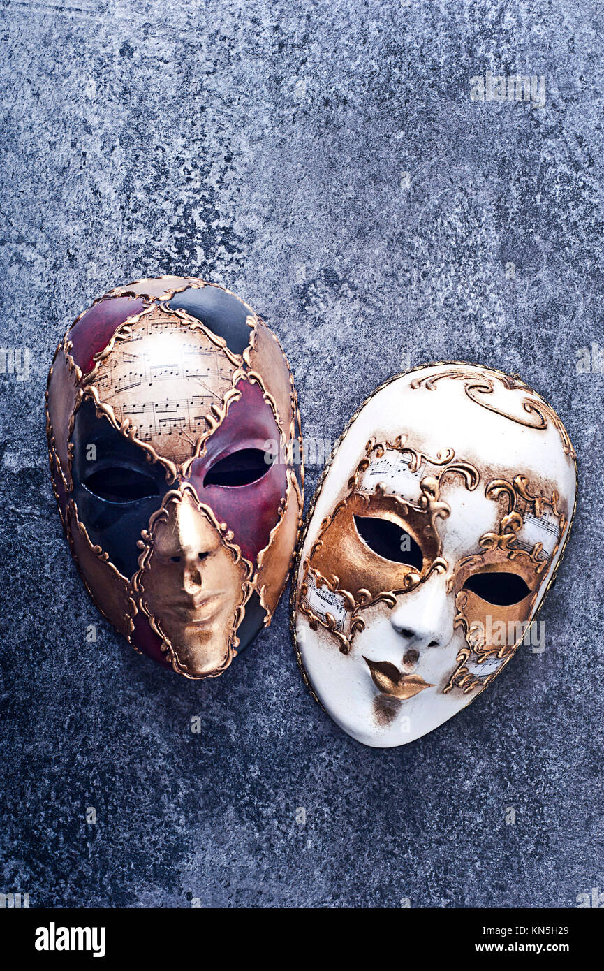Due decorate carnevale veneziano mask Foto Stock