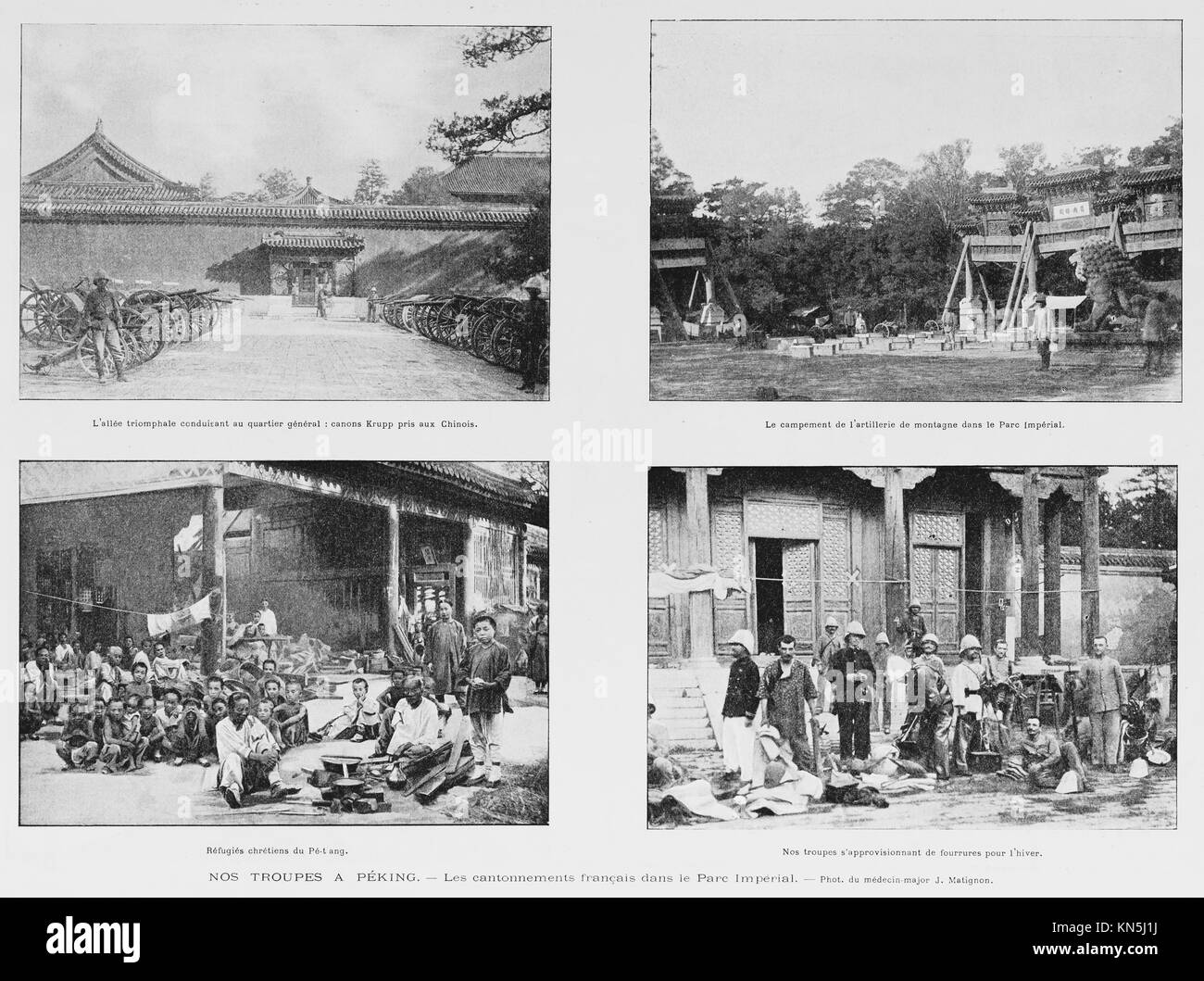 Pechino 1900, Cantonamento delle truppe francesi nel Palazzo Imperiale, immagine dal quotidiano settimanale francese l'Illustrazione, 10 novembre 1900 Foto Stock