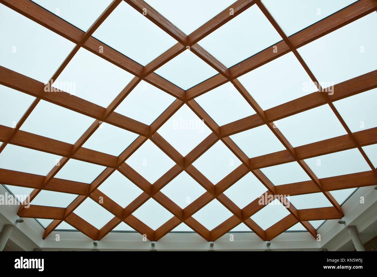 Sun camera area patio con trasparente di soffitto in legno. Foto Stock