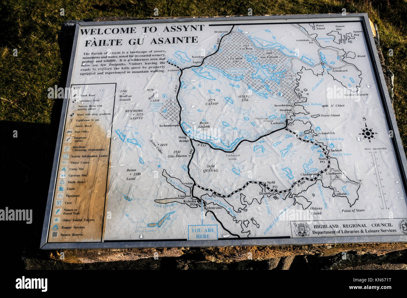 Un itinerario turistico di Assynt nel nord-ovest della Scozia, Gran Bretagna. Foto Stock