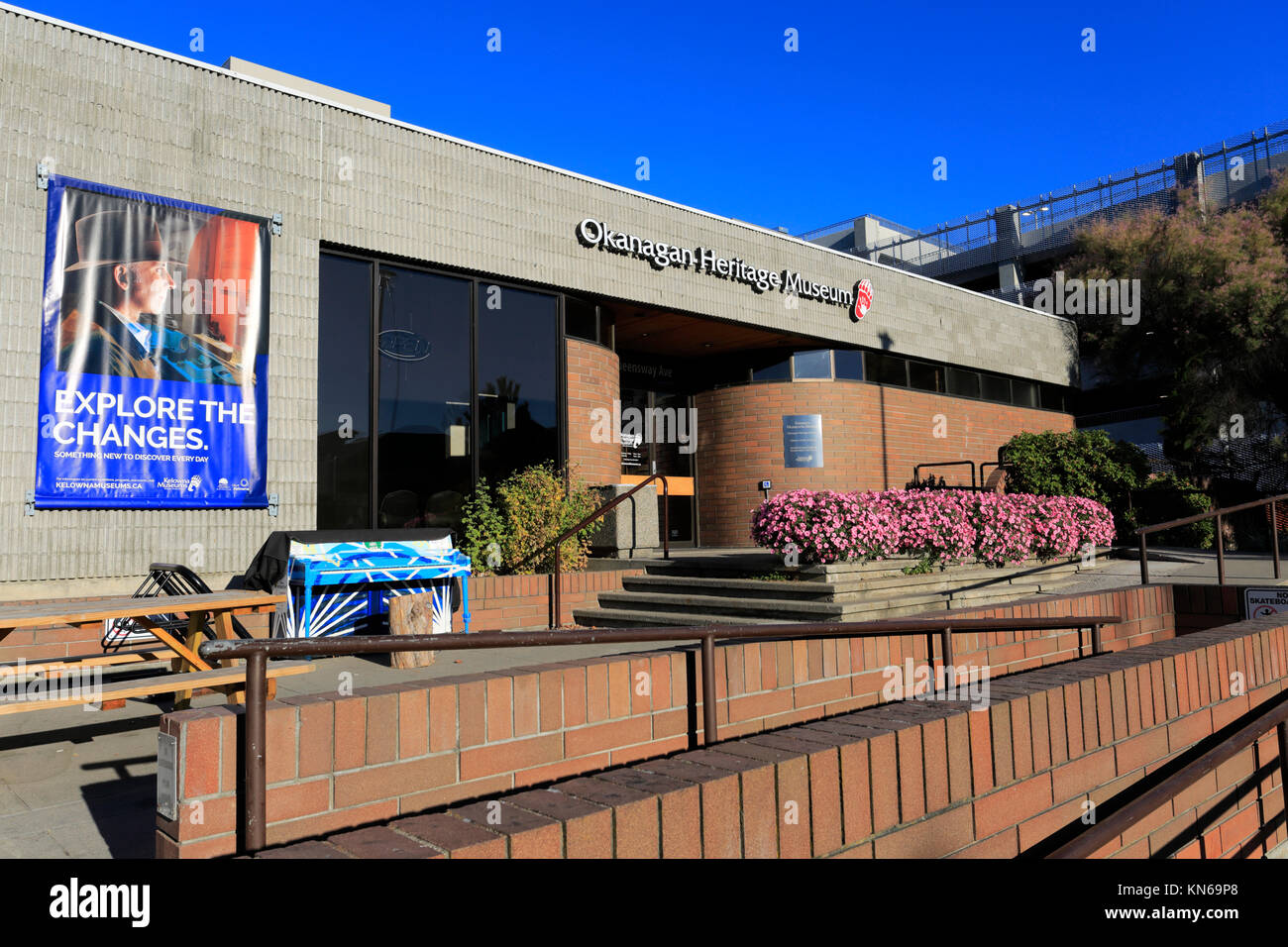 La Okanagan Heritage Museum building, City Art Trail, Kelowna Città, Okanagan Valley, British Columbia, Canada. Foto Stock