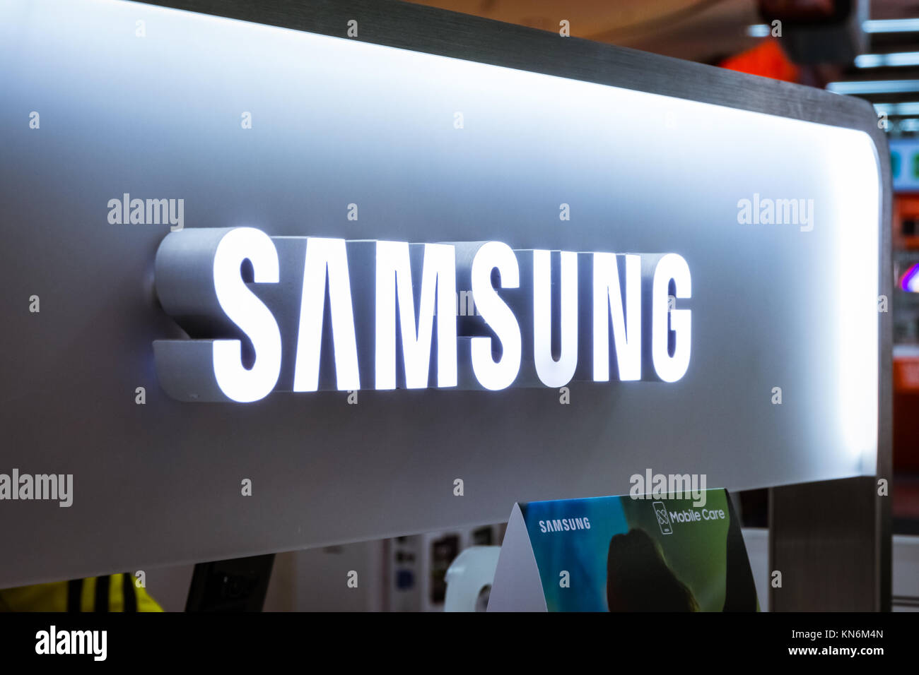 Logo Samsung Electronics Store Display tecnologia presentano Ottobre 27 2017 Foto Stock