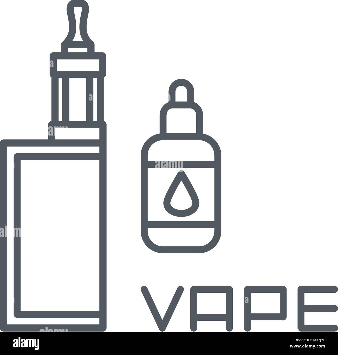 Semplice insieme di relative vape linea del vettore delle icone, Sigaretta elettronica e liquido Illustrazione Vettoriale