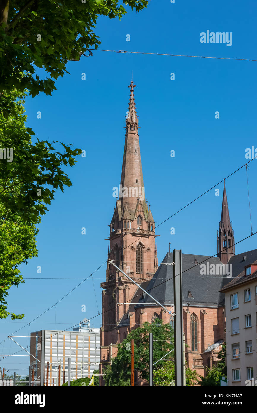 Karlsruhe Chiesa Cattedrale St Bernhard architettura religiosa cattolica Bernhardskirche Foto Stock